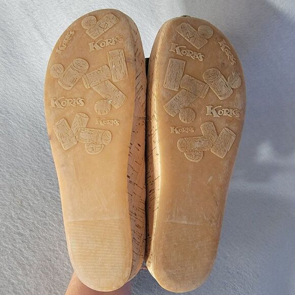 Korks Kork Ease Sherlyn Wedge Sandals 40.5 US 9 Gold Leather Platform Strap - Picture 10 of 12